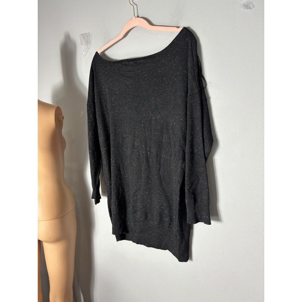 Metaphor Women’s XL Black Sweater Top with Silver Metallic Threads Sparkle Knit - Picture 2 of 12